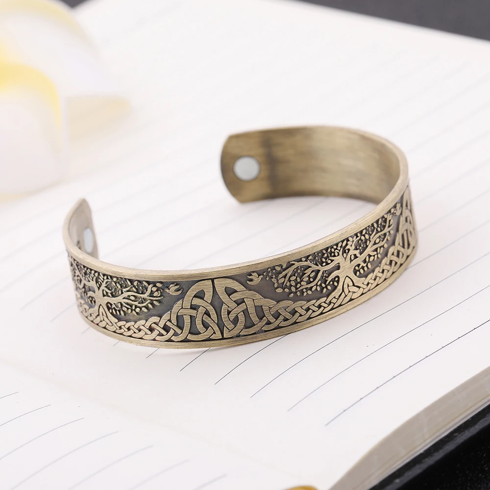 Skyrim Vintage Tree of Life Bracelet Cuff Bangle Stainless Steel Zinc Alloy Magnetic Bangles Jewelry Gift for Men Women bangle bracelet stainless steel bracelet magnetic bracelet