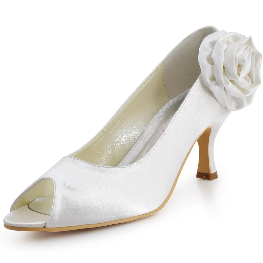 ivory satin peep toe
