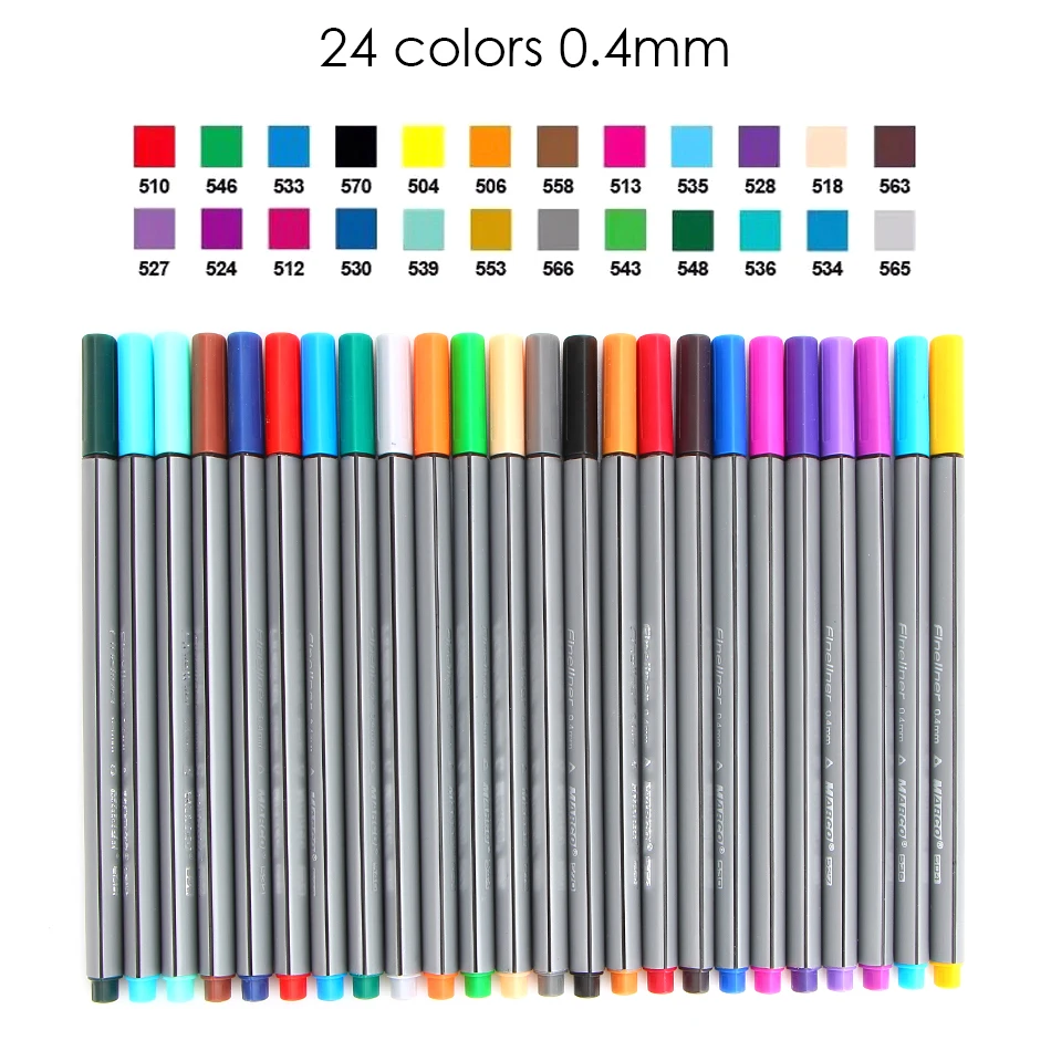 Marco 0.4MM 24 Colors Water Based Assorted Ink Non toxic Material Art