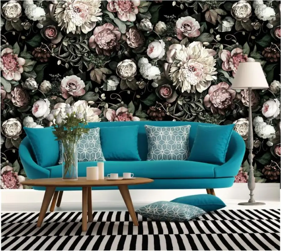 

Custom Photo Wallpaper painting 3D white rose Flowers Wall Murals Living Room TV Sofa Backdrop Wall Paper Modern Home Decor Room