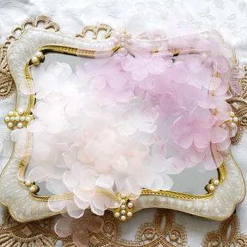 

100PCS White Pink DIY Handmade 3D Flower Wedding Dress Ingredients Pyrographic Eugen Yarn Headwear Materials RS425