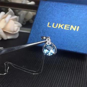 

Natural Blue Topaz Pendants Women 925 Sterling Silver Pendant necklaces Gift