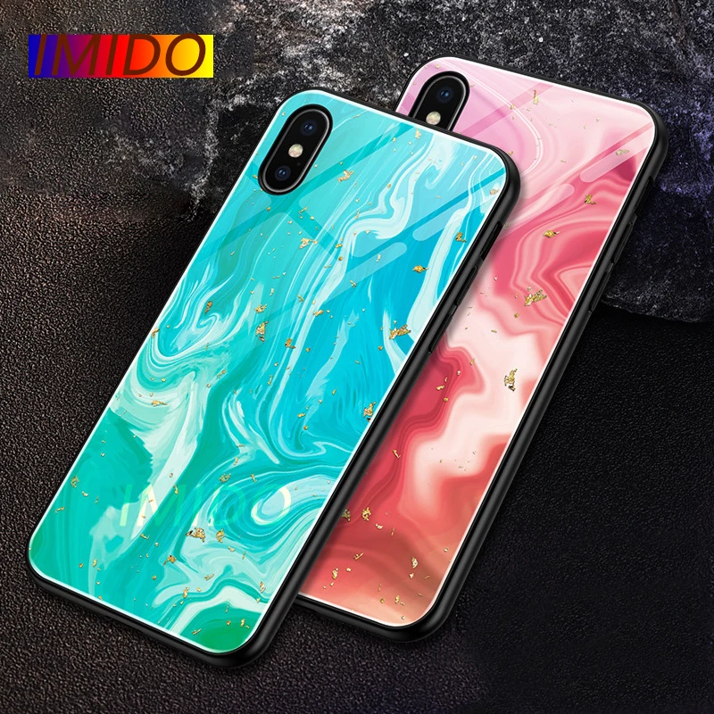 

IMIDO Epoxy Gold Foil Case For iPhone X XS Max XR Glitter Marble Cases Soft TPU Edge Case 7 8 Plus 6 6s Back Cover Funda