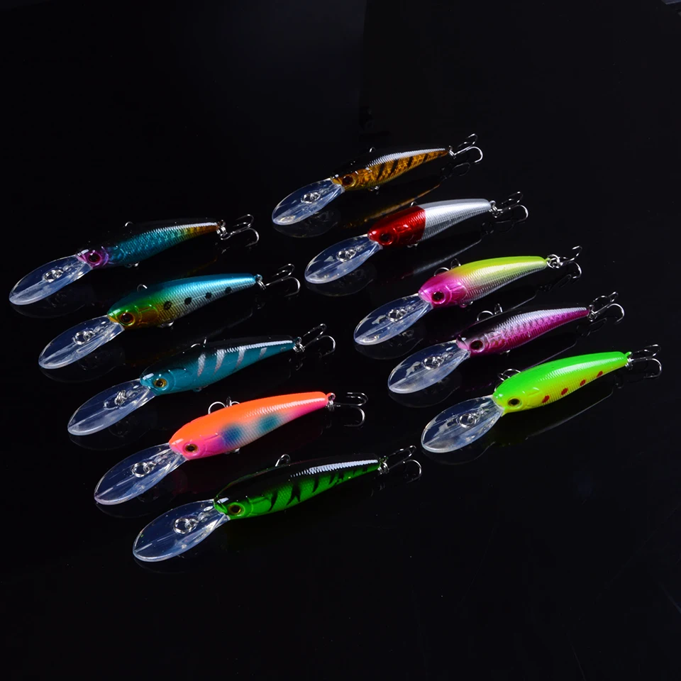 

10pcs/lot Minnow Fishing Lures 9CM 7.5G Hooks Fish Minnow Lure Tackle Hard Bait Pesca Wobbler Artificial Swim bait 3D Eyes