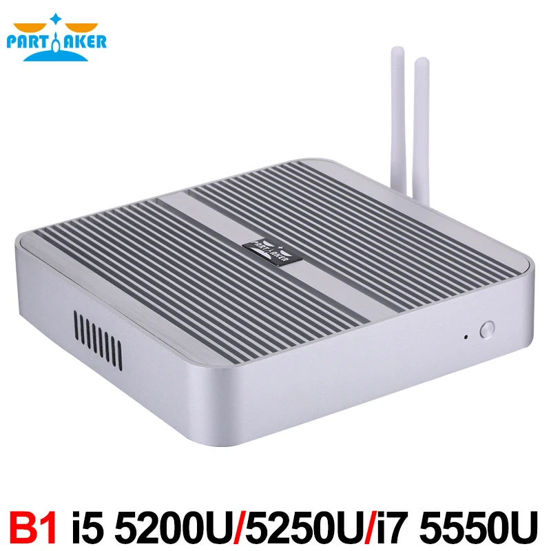 Мини ПК без вентилятора Win 10 3 года гарантии Nuc Core i5 4200U 5200U i7 5550U 4K HTPC ТВ приставка