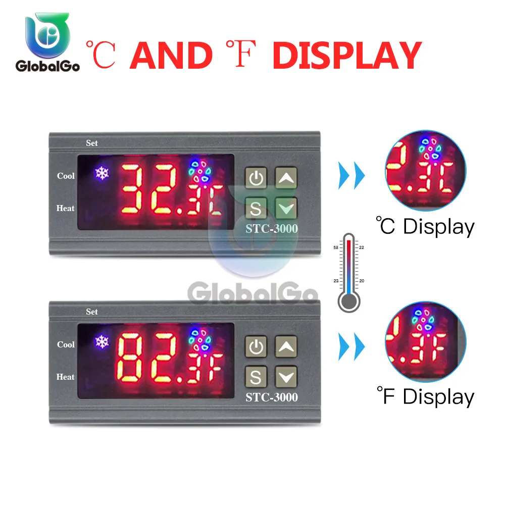 STC-3000 светодиодный цифровой регулятор температуры Термостат инкубатора термометр нагревательный датчик охлаждения метр AC220V 110 V DC 12 V 24 V