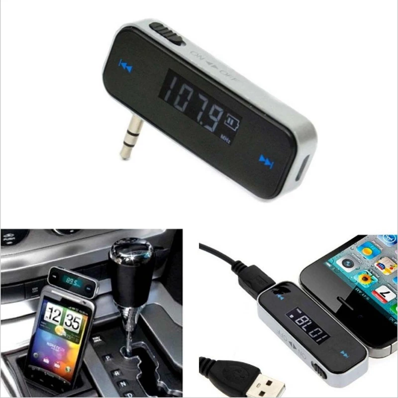 

Mini Wireless FM Transmitter 3.5mm In-car Music Audio With LCD Display For iPhone 4 5 6 6S Plus Samsung iPad Car MP3 Transmitter