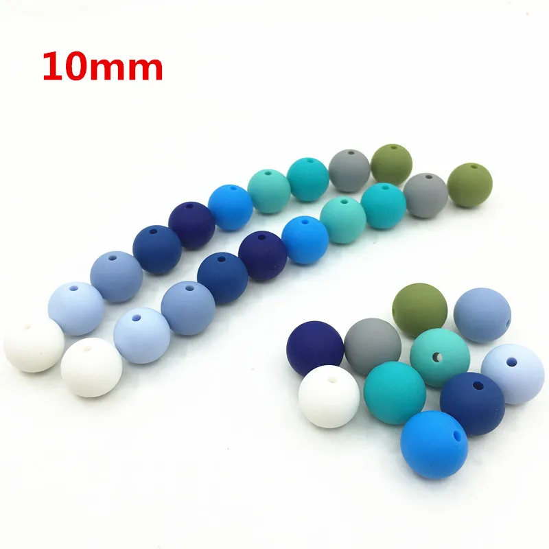 

10MM silicone teething round Beads for Teething Necklace silicone bead for baby teether BPA safe loose beads teether -boy colors
