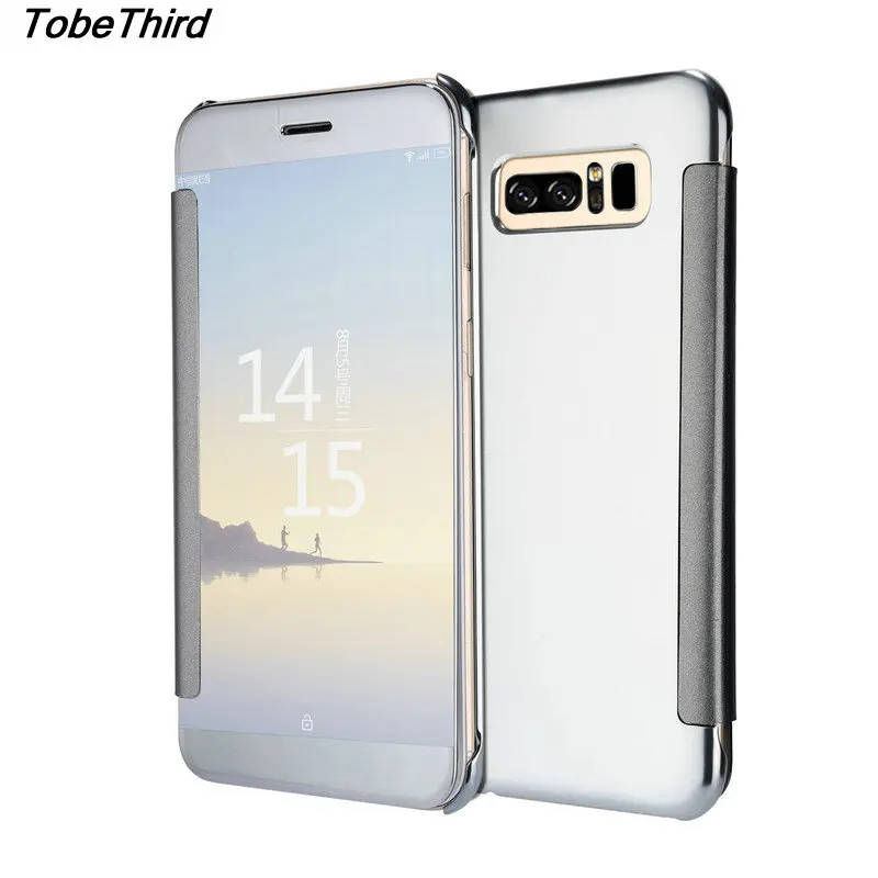 Tobethird для Galaxy Note 8 покрытие корпуса зеркальная поверхность кожи ПК смарт сотового