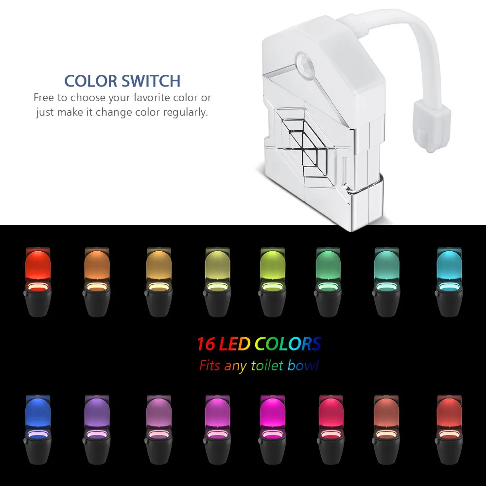 

16 Colors Led Toilet Light Motion Sensor LED Night Light WC Bathroom Smart Waterproof Backlight Toilet Bowl LED Luminaria Lamp