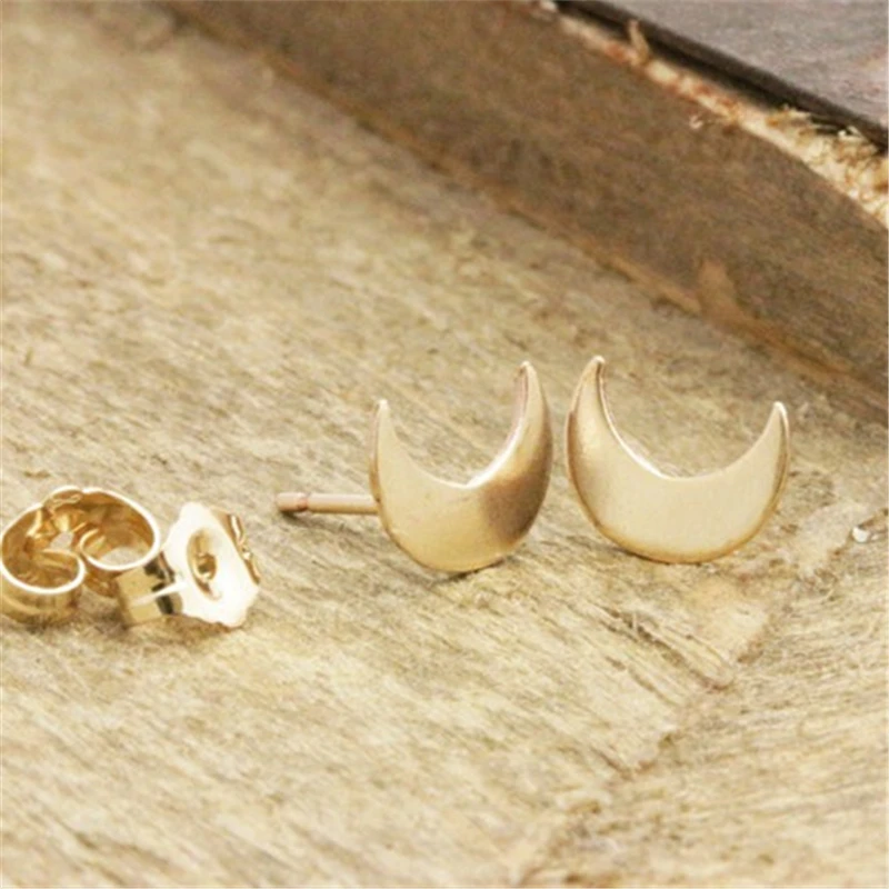 Милый небольшое ожерелье в виде полумесяца, серьги, ювелирное изделие, золото/Серебрянные хромированные длинные Луна Форма маленькие новые серьги-гвоздики уникальные серьги ювелирных изделий для Для женщин