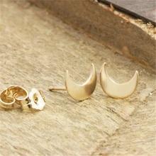 Милый небольшое ожерелье в виде полумесяца, серьги, ювелирное изделие, золото/Серебрянные хромированные длинные Луна Форма маленькие новые серьги-гвоздики уникальные серьги ювелирных изделий для Для женщин