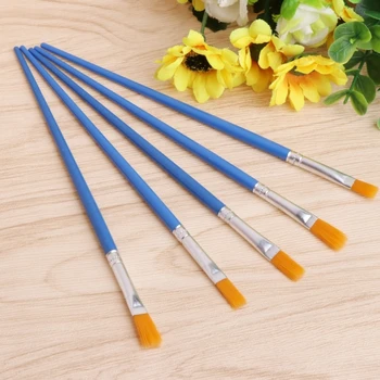 

5Pcs Artist Nylon Hair Brush Flat Pointed Head Paint Gouache Set Oil Painting