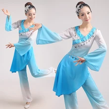 Бросился Disfraces Hmong одежда классический китайский танец костюмы Yangko женский поэтический блестками Zither представление барабанная одежда