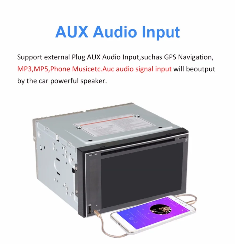 Sale HD 1024X600 2Din Quad Core 2GB RAM 32GB ROM Android 6.0.1 Car DVD GPS Navigation Player Stereo Radio 2 Din Universal 5