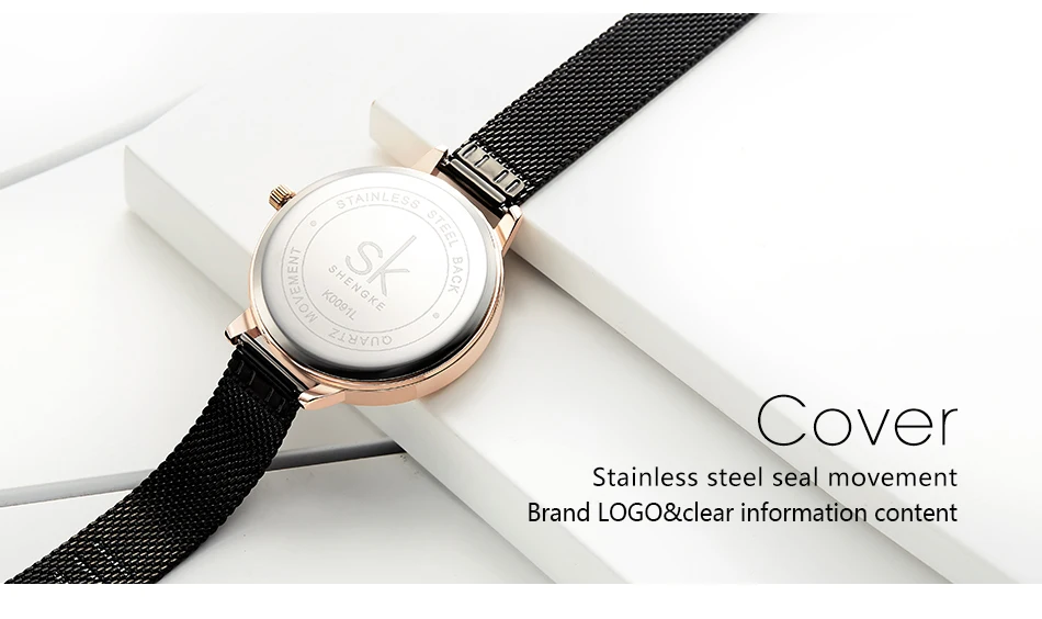 SHENGKE высокое качество женские черные водонепроницаемые женские часы женские кварцевые часы наручные часы модные женские часы дропшиппинг