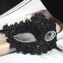 Изысканный Венецианский стиль Кружева Кристалл Стразы косплей маска для Хэллоуина/маскарад/костюм вечерние(черный