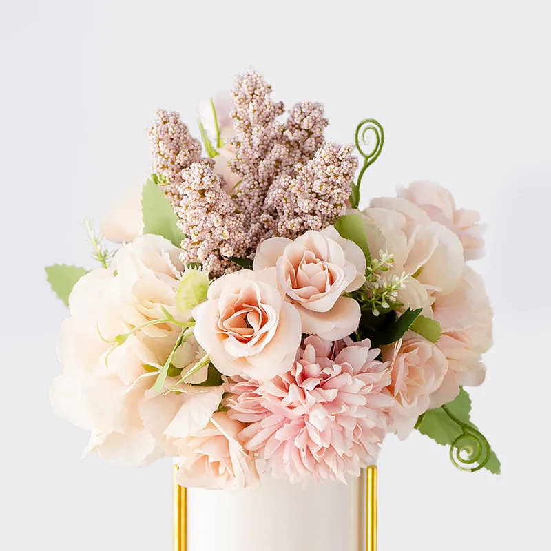 

Hybrid-style Small Bouquet Artificial Silk Fake Flowers Flower Arrangement 13pcs/bundle for Home Wedding Party Decoration AQ214