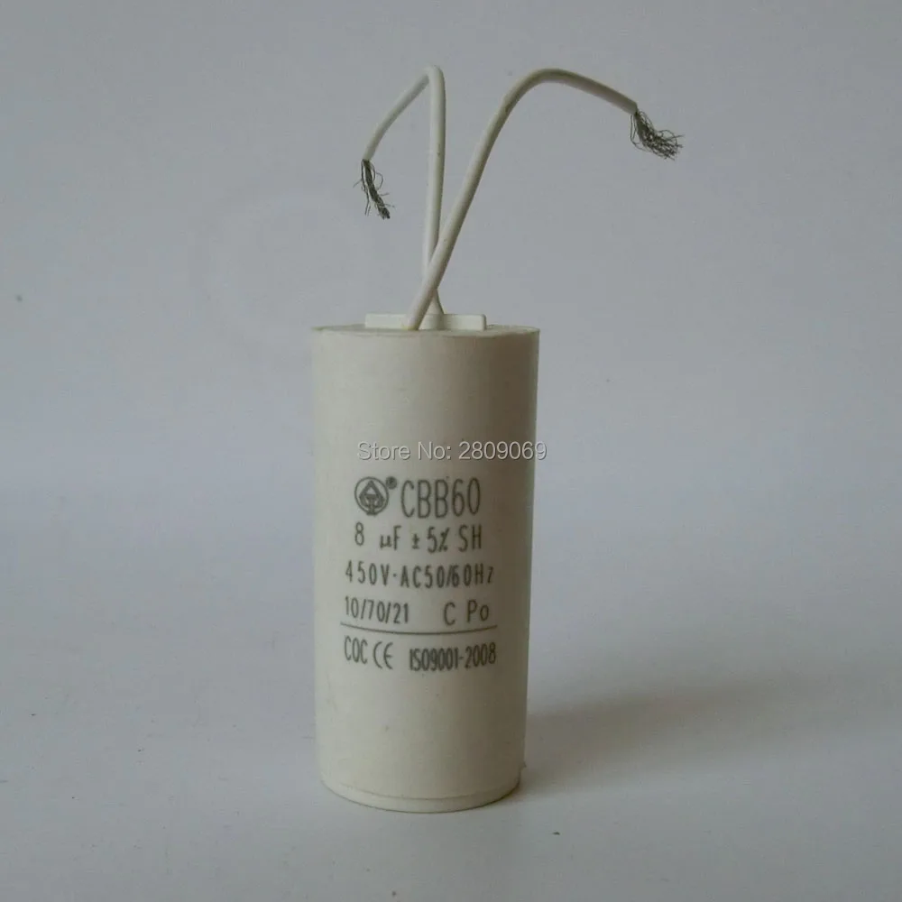 

8uf,450V,AC50/60Hz,10/70/21,two wires,cylindrical capacitor.