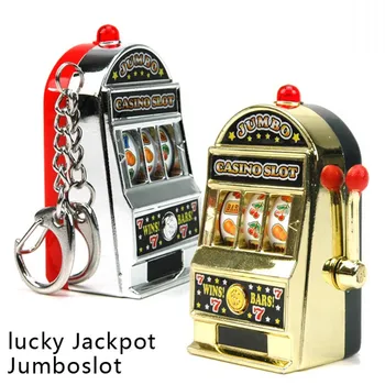 

Retail Novelty Mini Casino Slot Machine Keychains With Game Luminous Vocalization Key Chains Key Rings Free Shipping