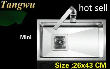 Buy Free Shipping Apartment Kitchen Mini Balcony Manual Sink Single Trough Stainless Steel Hot Sell 260x430 MM