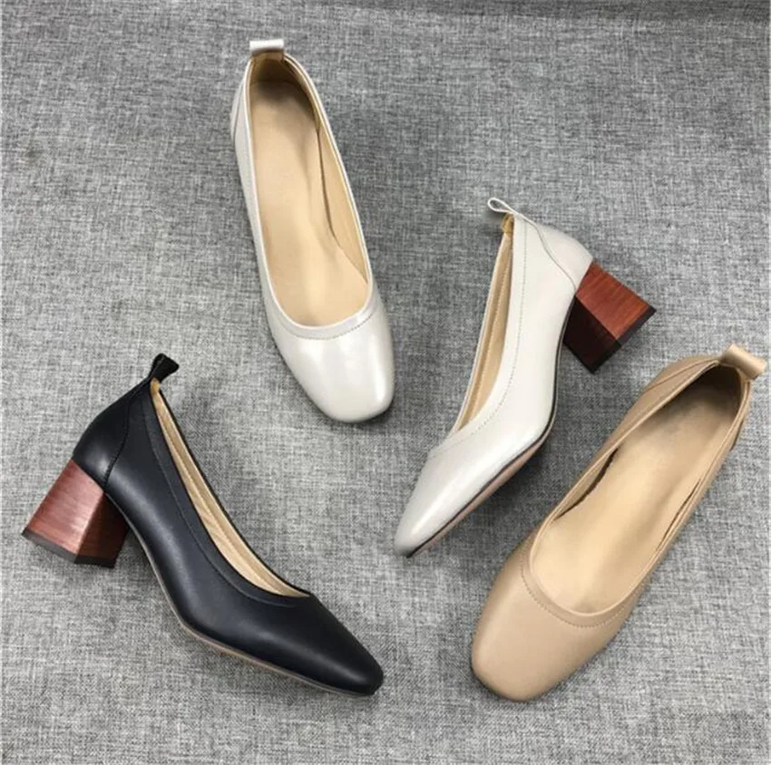 ZOUDKY 2018 south korean style square heel female coarse shallow cow skin lacquer fashion casual shoes