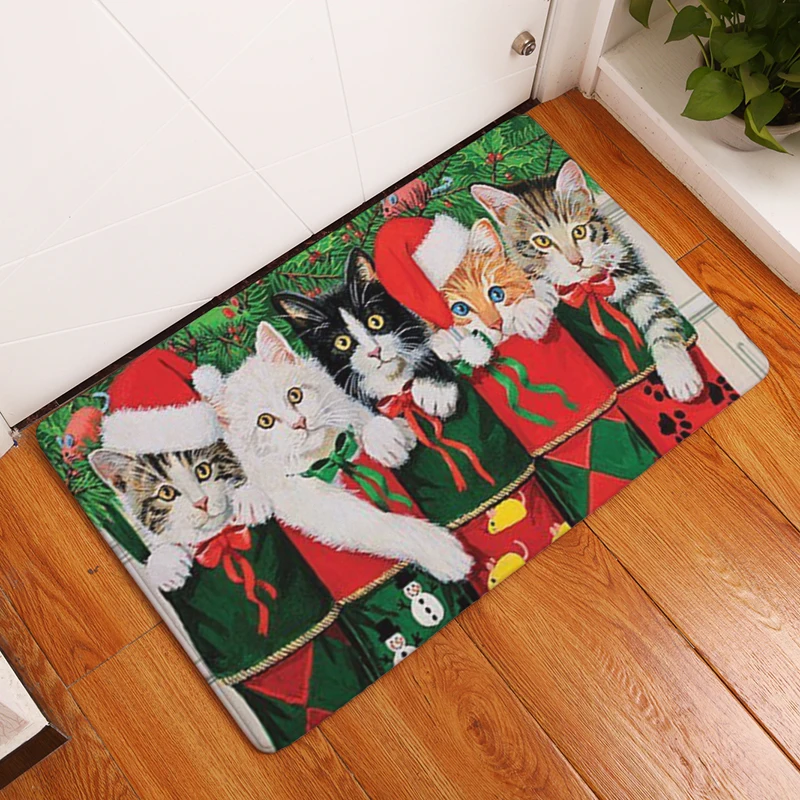 Nordic INS style printed door mat Cat cartoon carpet plant mat bedroom door bed covered with blanket