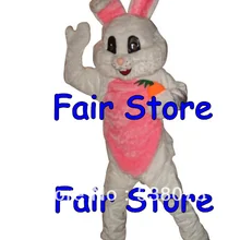 Розовый белый декорированные кролики костюм талисмана для взрослых Размер Пасхальный праздник Кролик морковь Маскотте наряд костюм EMS SW256