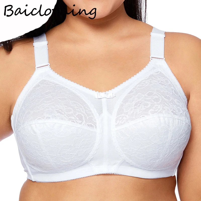 

BAICLOTHING Womens Plus Size Non-padded Underwear Lingerie Full Coverage Lace Unlined Firm Comfort Support 42 44 Bra B C D DD E
