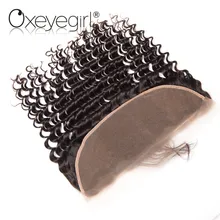 Oxeye girl 13×4 Lace Frontal Closure With Baby Hair Deep Wave Brazilian Remy Human Hair Closure Pre Plucked Natural Hairline
