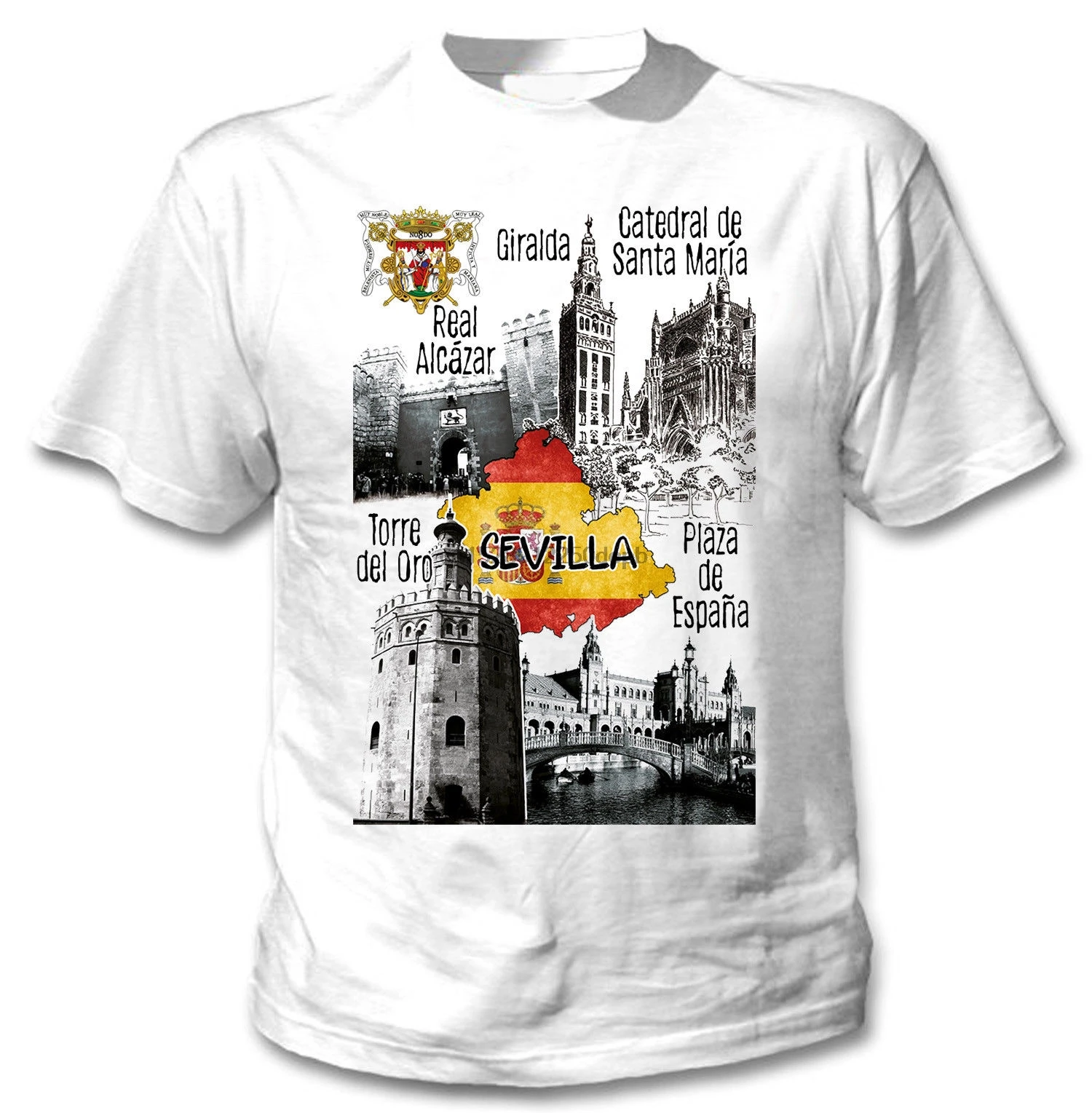 

2019 SEVILLA SPAIN - NEW COTTON WHITE TSHIRT
