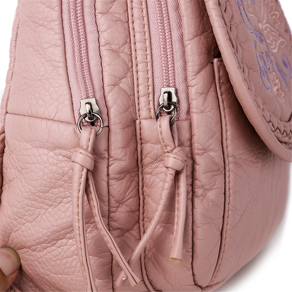 Модный женский рюкзак 3 в 1 с вышитой бабочкой, мягкая сумка из искусственной кожи для женщин, Большая вместительная женская сумка