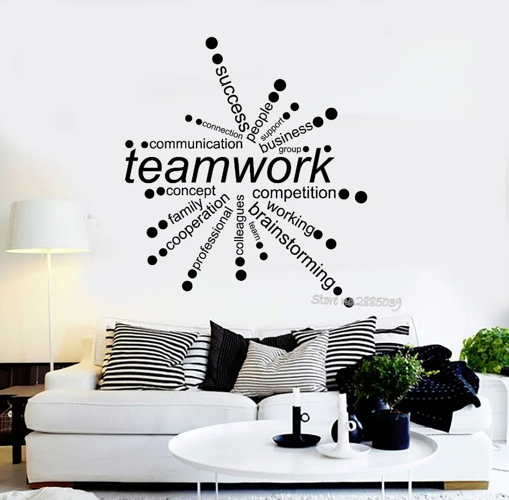 

Teamwork Words Quote Vinyl Wall Decals Office Decor Business Decal DIY Self-Adhesive Wall Stickers Removable Art Wallpaper LA528