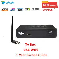 1 год Европа C-сервер линии HD DVB S2 Плутон S9 lnb спутниковый ресивер Полный 1080 P Испания Португалия арабский ТВ коробка + USB Wi-Fi Recepto