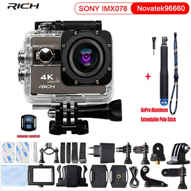 

F68R Action Camera 4K Ultra HD Wifi Waterproof with 170 Wide Angle Lens Sensor Novatek 96660 F68 Sport Camera