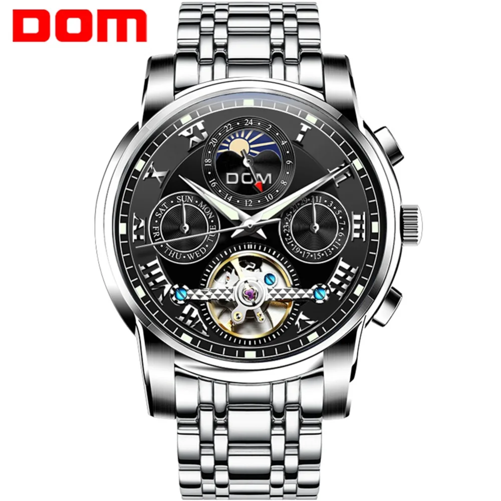 

DOM New 2018 Men Full-automatic Mechanical Watch Tourbillon Luxury Fashion Brand Genuine Man Multifunctional Watches M-75D-1MH