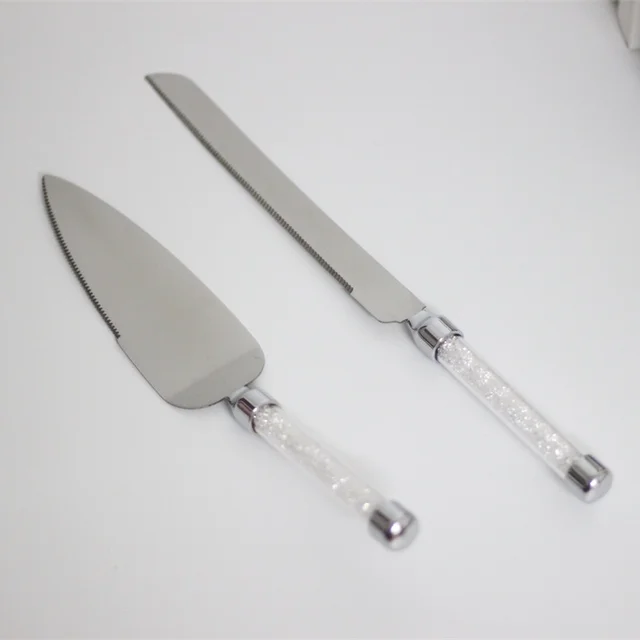 Stainless Steel 18 8 Wedding Cake Knife Set Food Safety Server Stainless Steel 18 8 Wedding Cake Knife Set Food Safety Server With Crystals