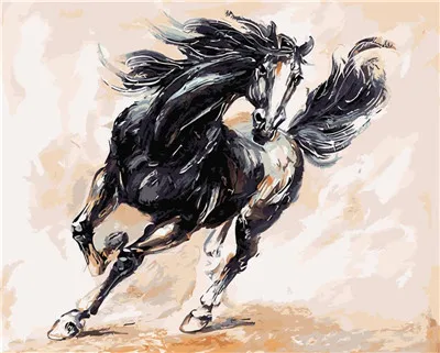 Абстрактная картина маслом бегущая лошадь картины по номерам цифровые картины раскраска вручную уникальный подарок украшение дома - Цвет: Красный