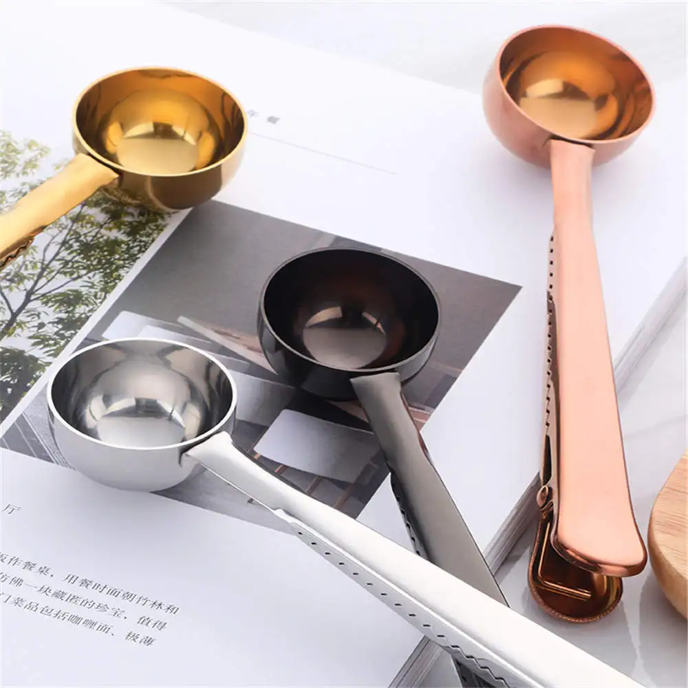 

304 Healthy Stainless Steel Coffee Spoon Multifunctional Coffee Bag Sealing Clip Spoon Food Grade Stainless Steel