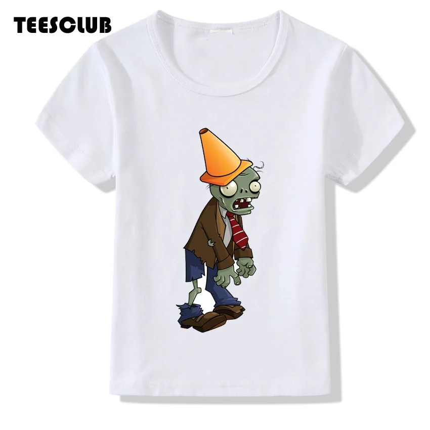 TEESCLUB/футболка с изображением игры «Растения против Зомби»; детский летний топ для девочек и мальчиков; повседневная одежда с круглым вырезом; детская футболка; Camiseta