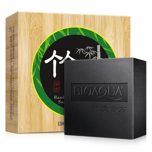 

BIOAQUA Bamboo Charcoal Essential Oil Facial Clean Soap Acne Treatment To Blackhead Oil Control Shrink Pores Free Shipping