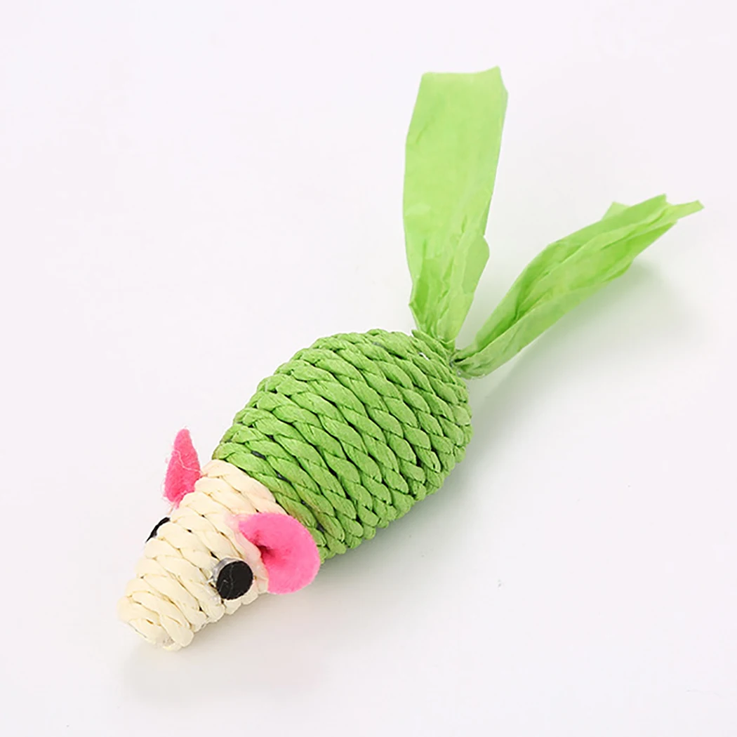 4PCS Mini Cute Cat Toy Set Color Paper Rope Ball Creative Mouse Ball Shape Paper Rope Cat Teething Toy For Pet Training