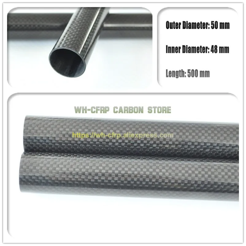 

50mm ODx 48mm ID Carbon Fiber Tube 3k 500MM Long (Roll Wrapped) carbon pipe , with 100% full carbon, Japan 3k improve material