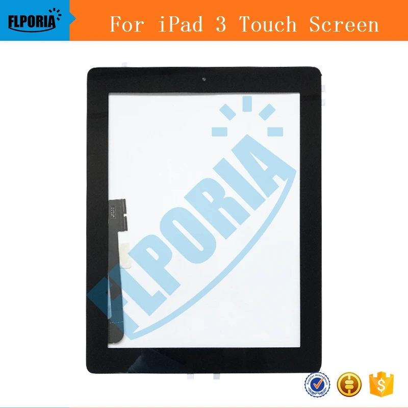 IPHT0201 For IPAD 3 whiteblack Digitizer Touch Screen Front Display Glass Assembly - Includes Home Button and flex + Camera Holder + frame(1)