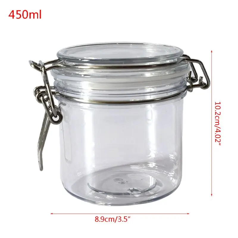 VFGTERTE 1PC 120ml/450ml/500ml/1500ml PET Storage Bottle with Airtight Seal Lid Round Clip Top Food Container Jars Home Kitchen