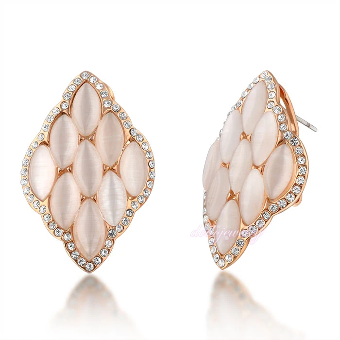 Cat's Eye Austrain Crystal Stud Earrings Fashion Jewelry Elegant Earring Lady Wedding Gift E291 | Украшения и аксессуары