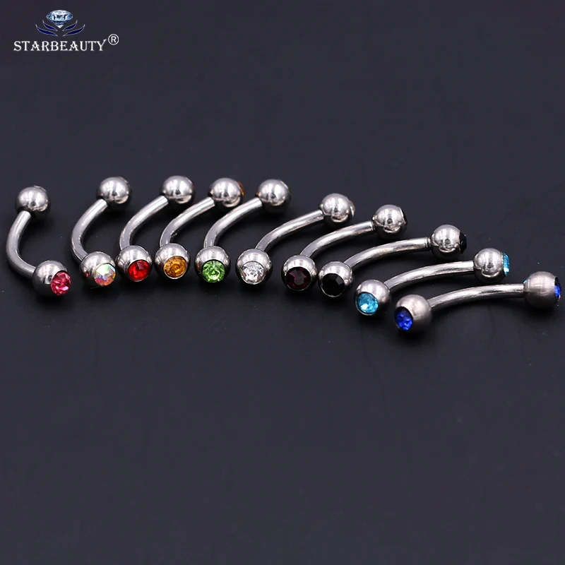 

2pcs Mix color 1.2*8mm eyebrow Piercing Surgical Steel Eyebrow Piercing Eyebrow Pircing Curved Barbell Banana Piercings