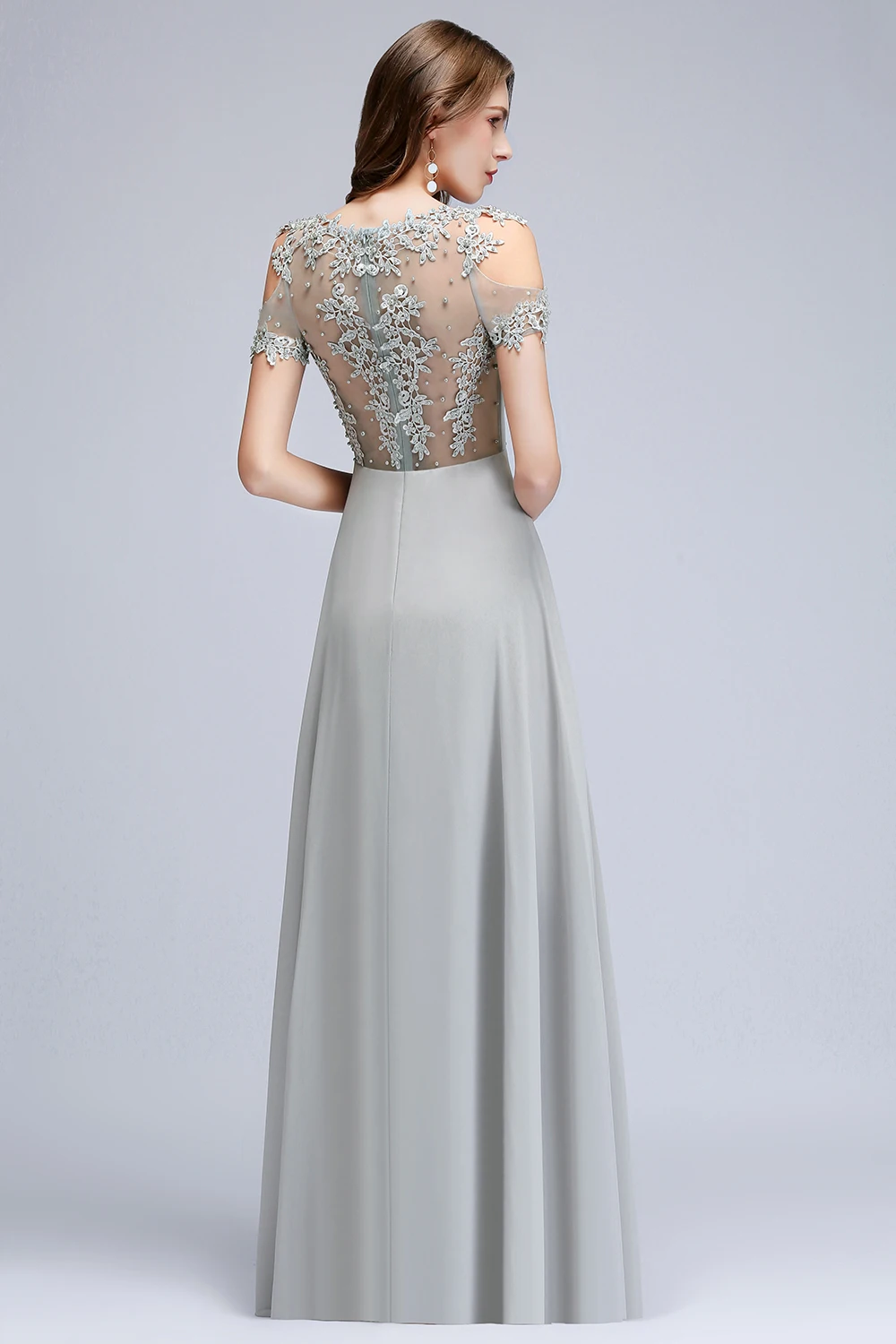 In Stock Hollow Out Short Sleeve Mother Of the Bride Dresses Long Evening Dress Brautmutterkleider Wedding Party Dresses