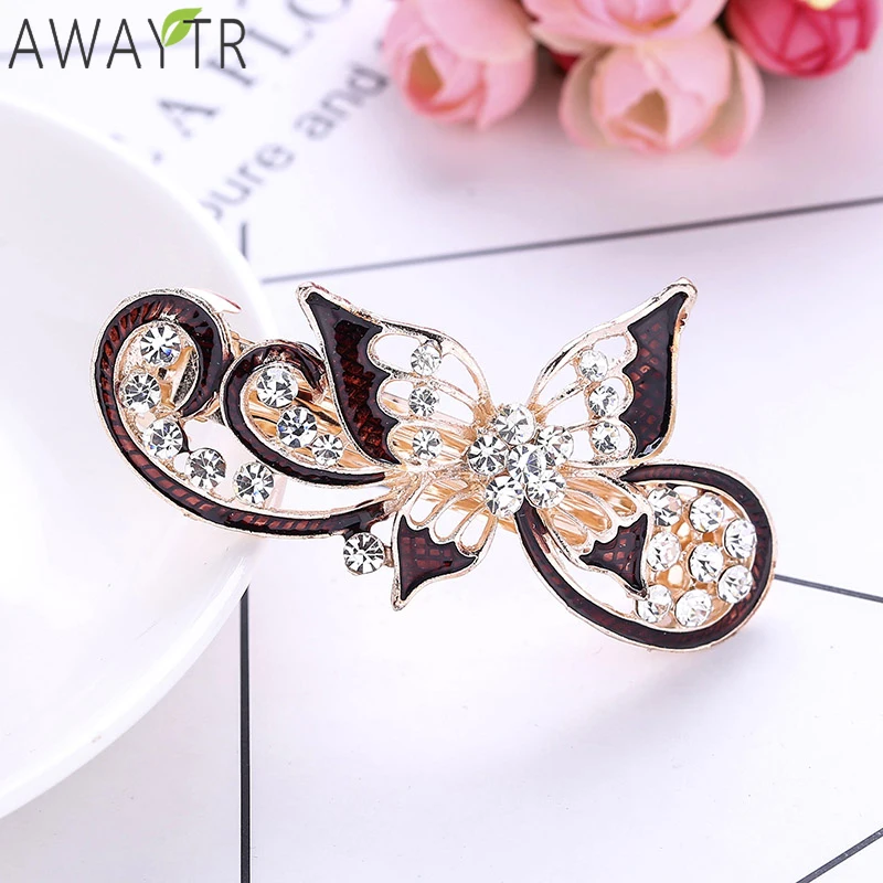 

2019 Trendy Women Headwear Hair Clip Hollow Crystal Rhinestone Spring Hairpins Clip Hairgrip 1pcs Retail Diamond Hairpin Crown