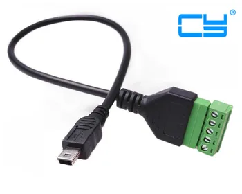 

USB 2.0 mini 5Pin Male to 5 Pin/Way Female Bolt Screw Shield terminals Pluggable Type Adapter cable 0.3m